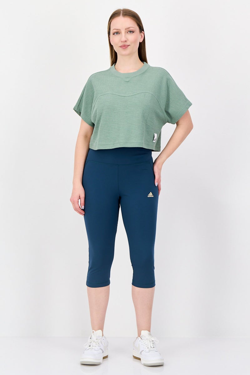 Adidas Women Regular Fit Short Sleeve Outdoor Crop T-Shirt, Sage Green - Image 2